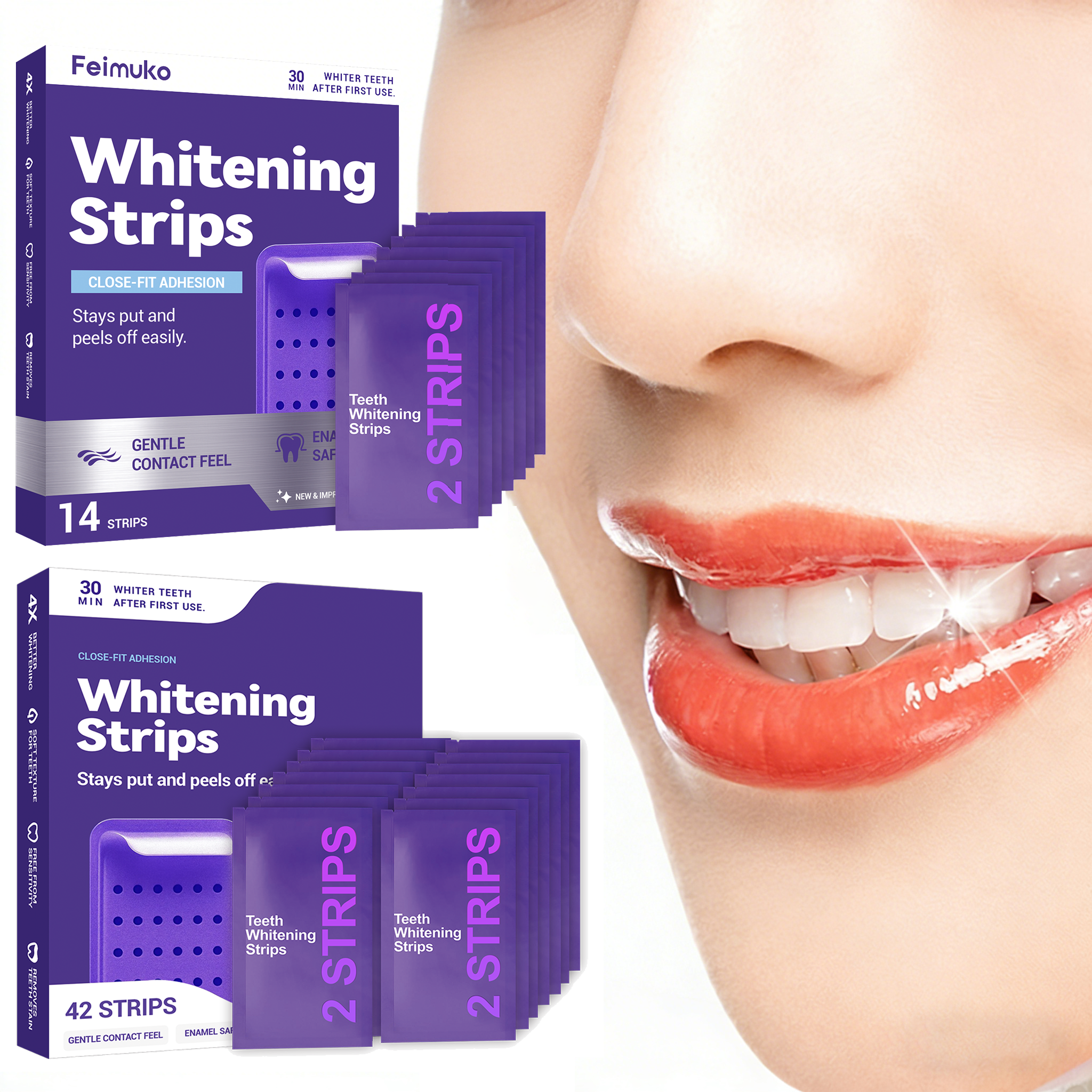 Teeth Whitening/Bleaching - Purple Teeth Whitening Strips Brighteni Tooth